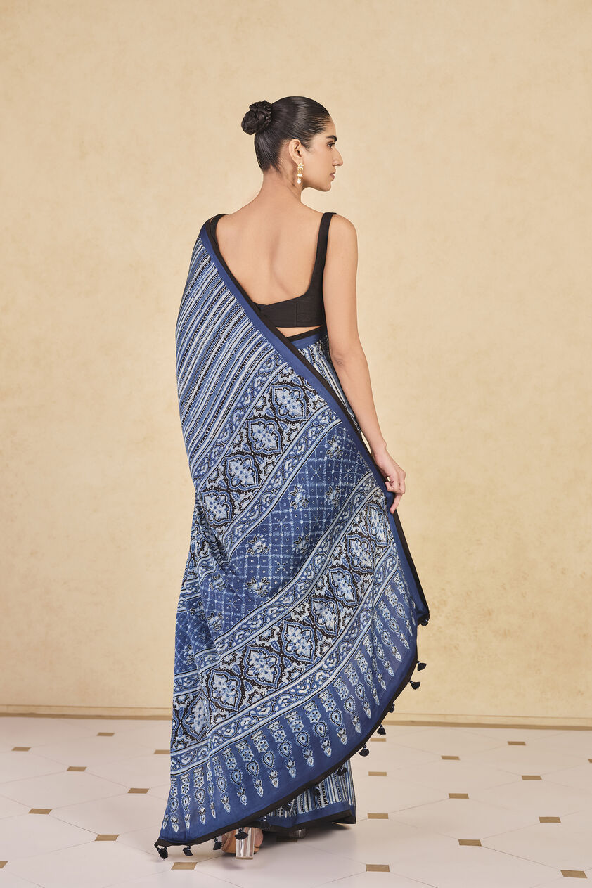 Buriti Printed Saree - Blue, Blue, image 2